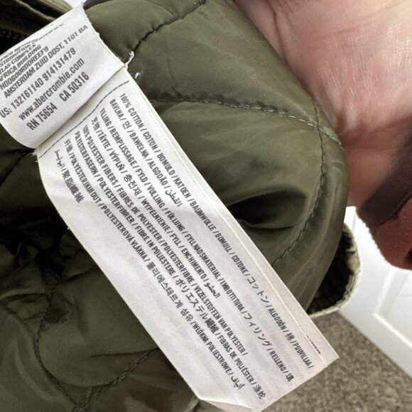 Abercrombie Fitch Jacket Mens M Quilted Military Army Green Utility Vintage Y2K - Picture 8 of 9